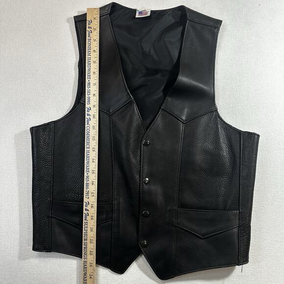 Event Leather Black Motorcycle Leather Vest Men's 44 Riding Club - Picture 1 of 10